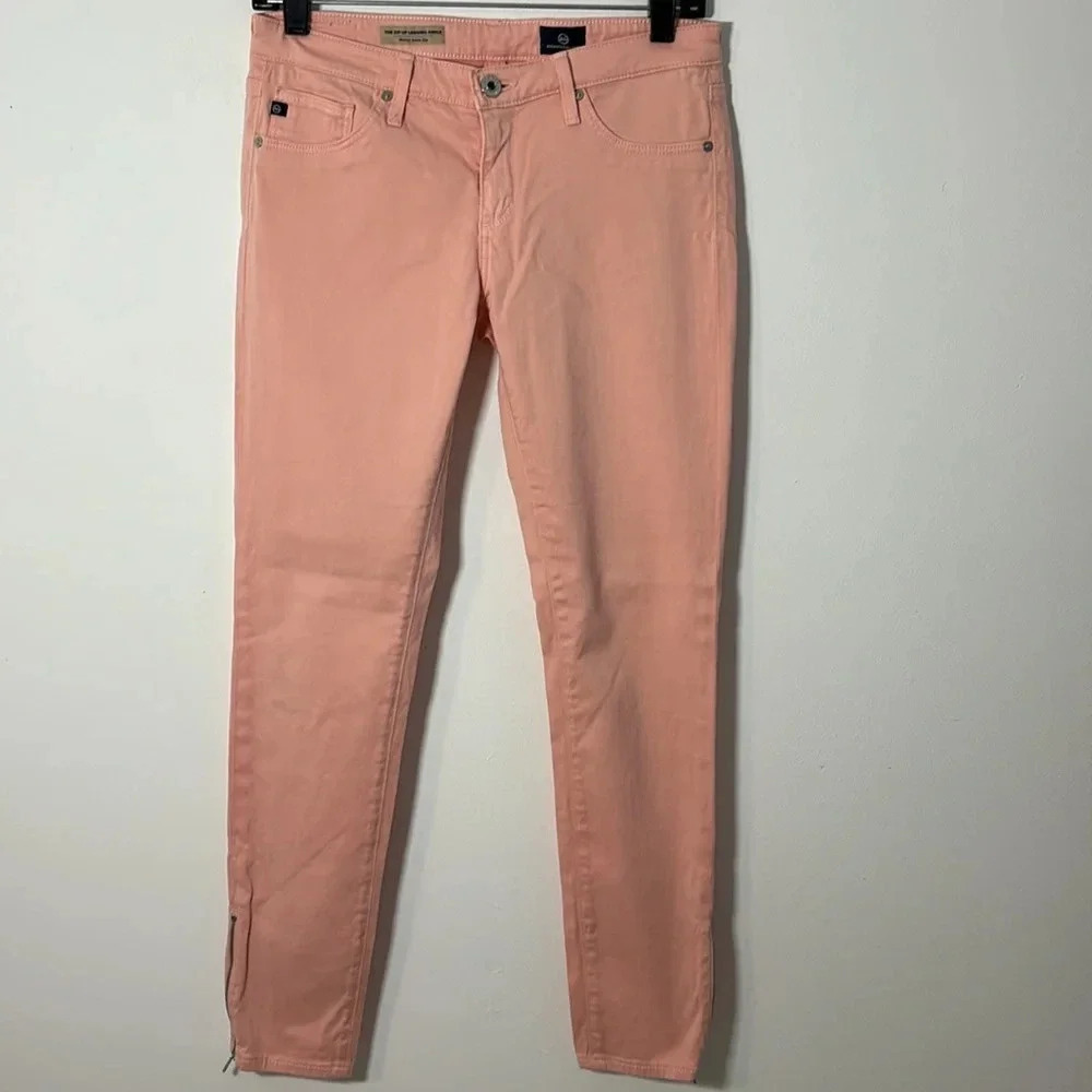 Adriano Goldschmied Zip Up Jegging Jean Ankle Women Size 27 Pink‎ Denim Stretch